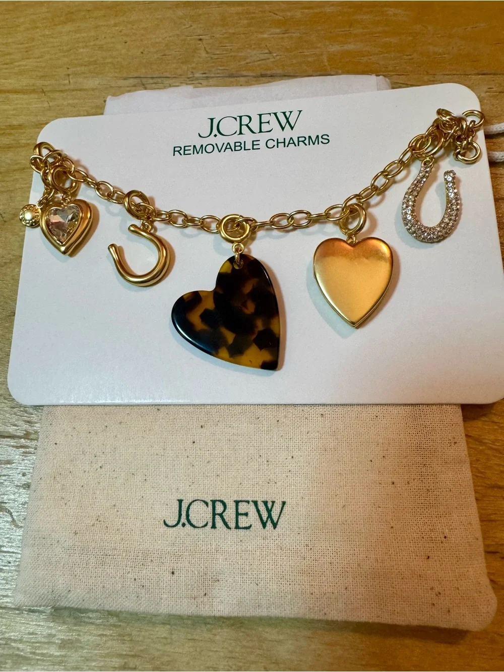 NWT J.Crew Removable Heart Charm Bracelet  #jcrew #bracelet #charms